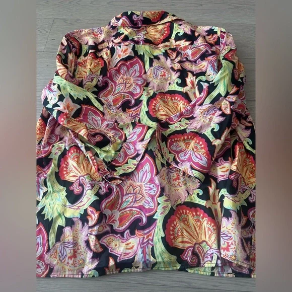 Lauren Ralph Lauren Paisley Floral Colorful Button Down Shirt Size 3X - Picture 4 of 4